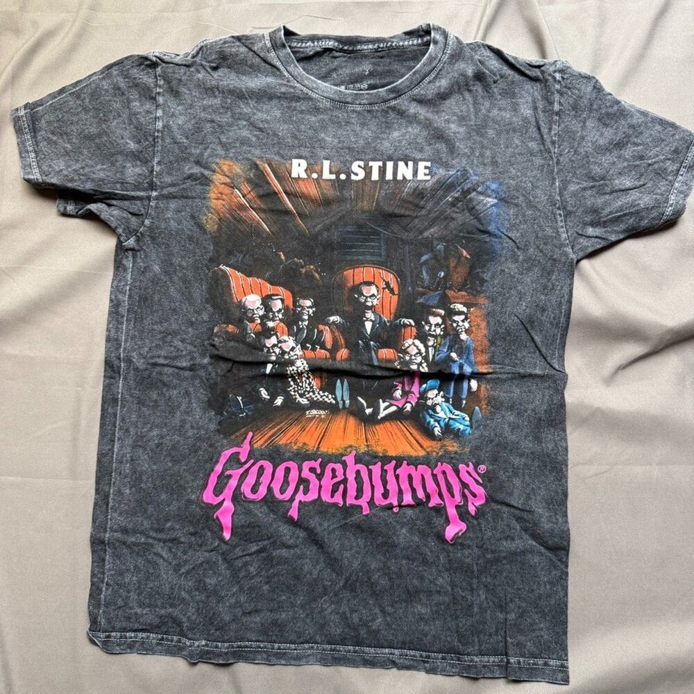 Goosebumps Shirt Medium Gray Acid Wash RL Stine Retro Books Nostalgia Horror